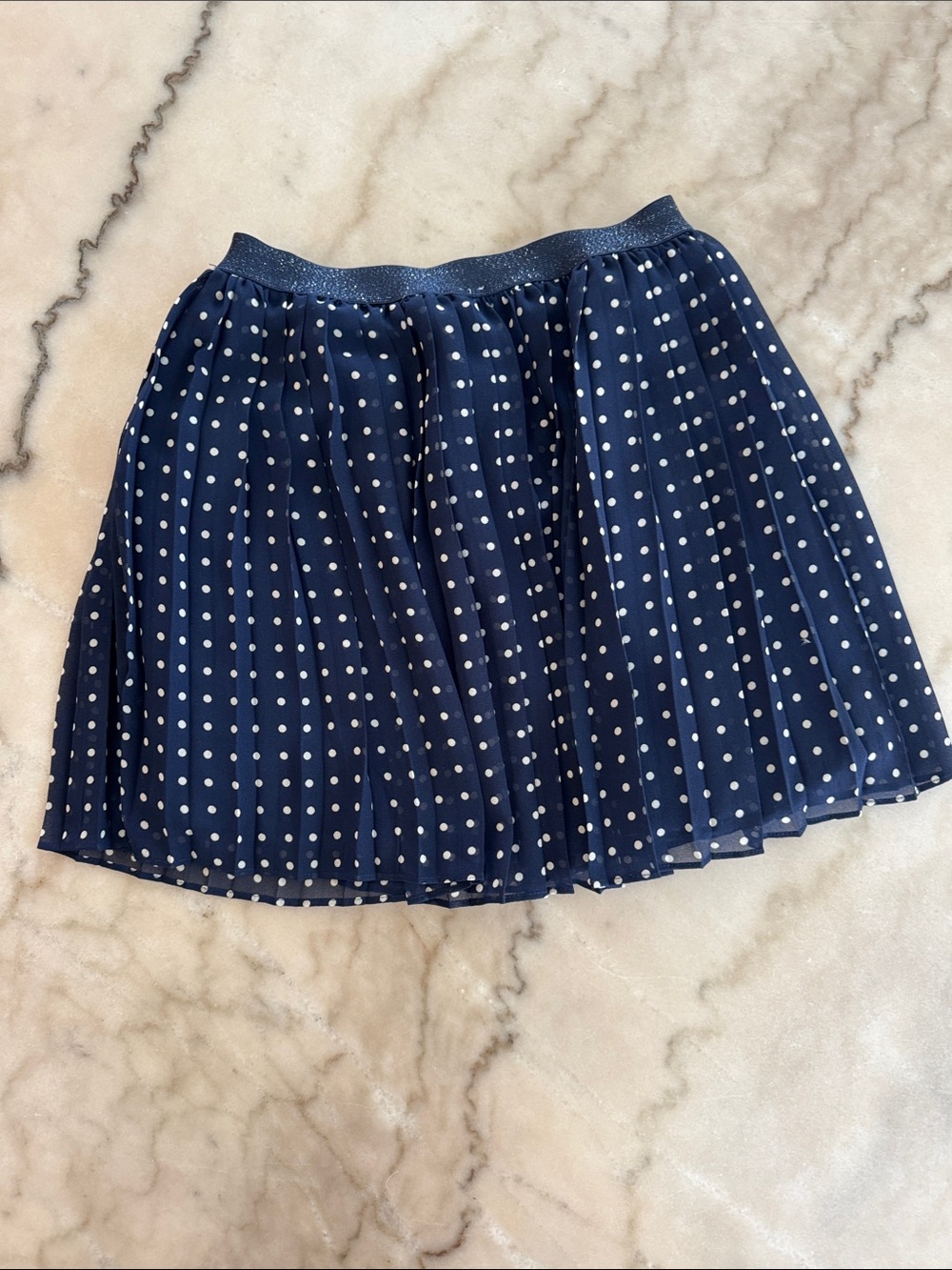 Crewcuts Navy and White Polka Dot Pleated Skirt